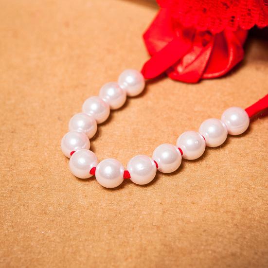 Dámské G-string Tanga Umělý perlový dekor Krajka Tkanina Růžový dekor Pornografický náramek Jednobarevné Líbánky Svatební noc Dámské kalhotky