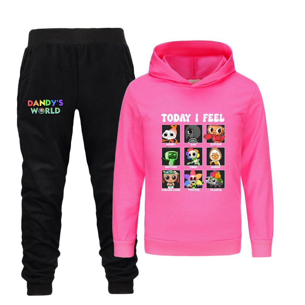 5405 Fashion Casual Kids Boys Girls Dandy World Printed Long Sleeves Hoodies Trousers Clothes Set