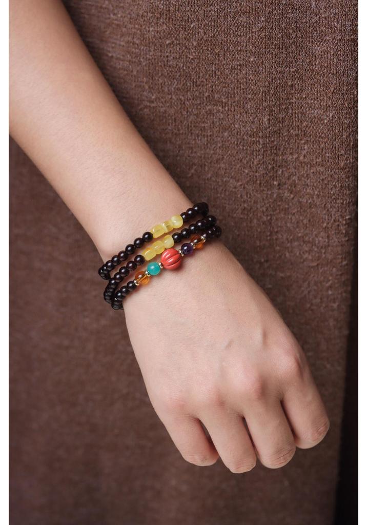 Small-Leaf Rosewood Buddhist Beads Bracelet - 0.8 Multiloop for Men & Women