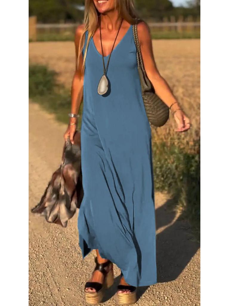 2025 Summer V-Neck Spaghetti Strap Dress - Women's Sexy and Trendy Style