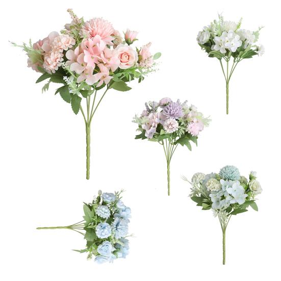 Artificial Flower Handmade Decorative Faux Silk Flower Non-fading 7 Heads Rose Fake Flower for Living Room