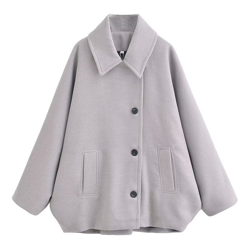 

Western Style 20023 Autumn and Winter New Women clothes Versatile Fleece Blended Short Coat Outerwear 8353724 704 Gray M