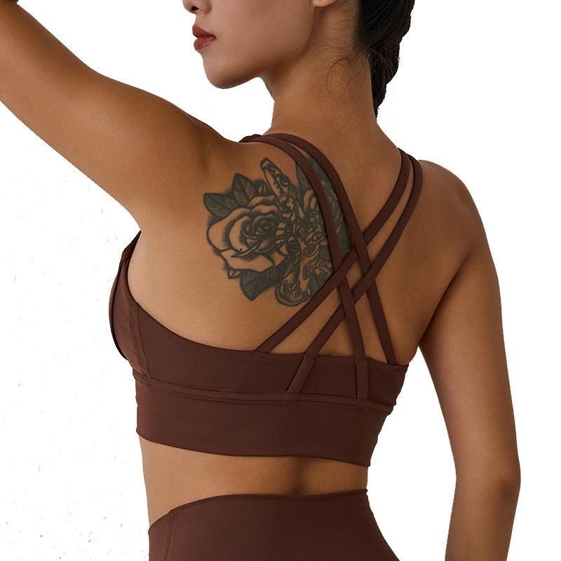 European & American Cross-Back Nude Feel Sports Bra - Women's Shock Absorption Yoga Vest