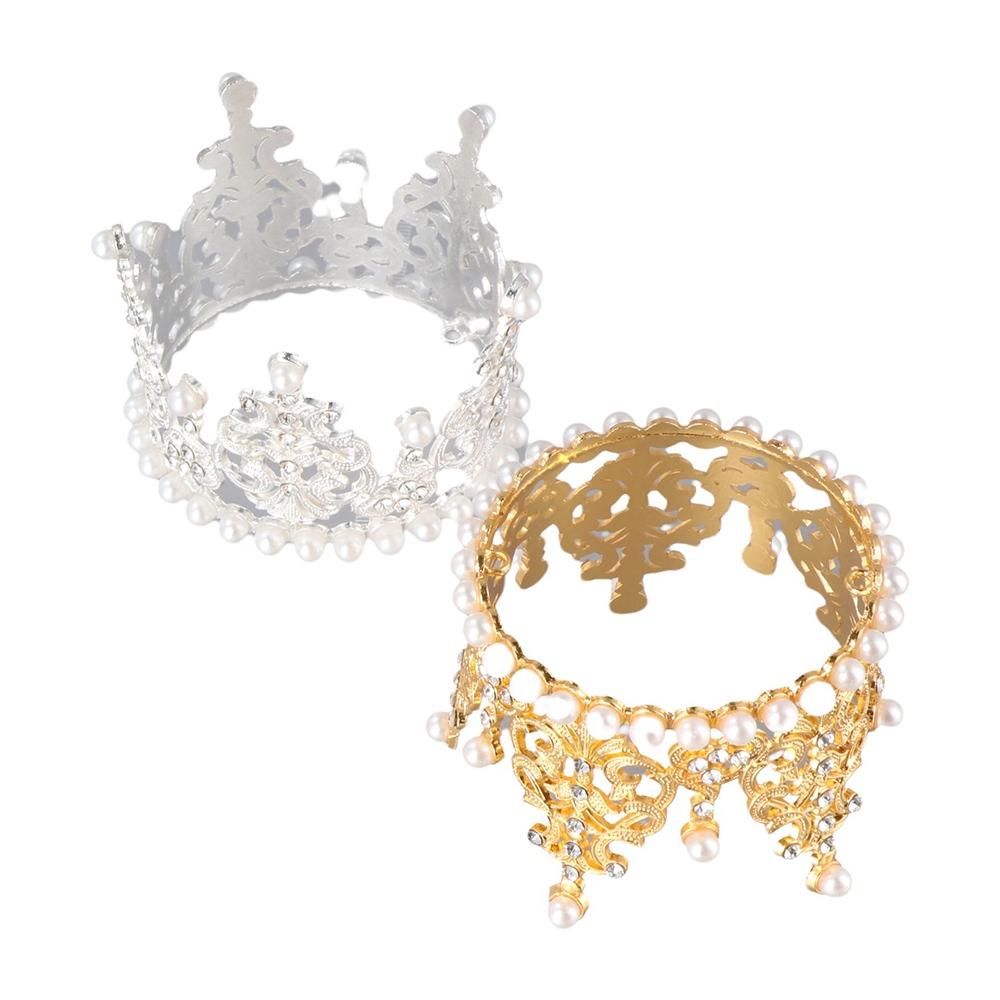 Birthday Crystal Children Hair Ornament Pearl Crown Cupcake Toppers Cake Decoration Tiara