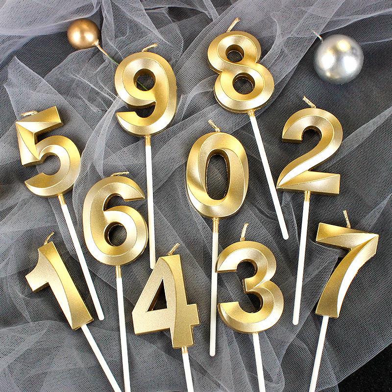 Gold Number Birthday Candles - Cartoon Cake Decorations for Kids' Parties