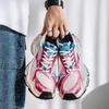 Men's contrasting color trend platform dad shoes outdoor student lace-up casual shoes four seasons fashion mesh sneakers