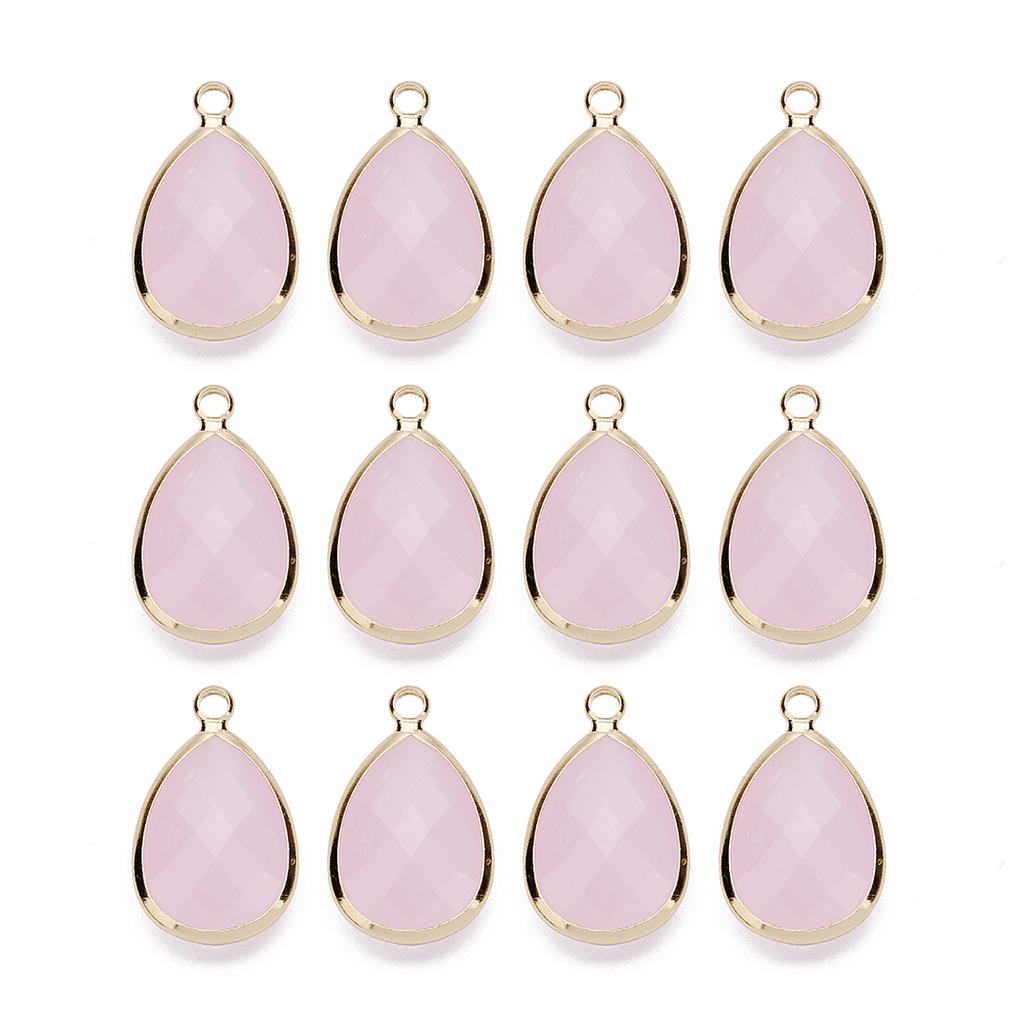 6Pcs Glass Droplet Shape Pendant with Gold Border High Quality Pendant For DIY Necklace Earrings Jewelry Accessories Supplies