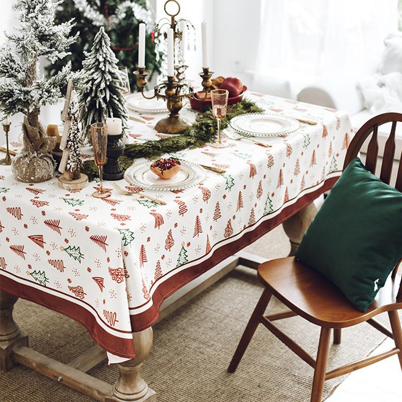 Winter Christmas Tablecloth Waterproof Tablecloth Thickened Rectangular Tablecloth Coffee Table Cloth