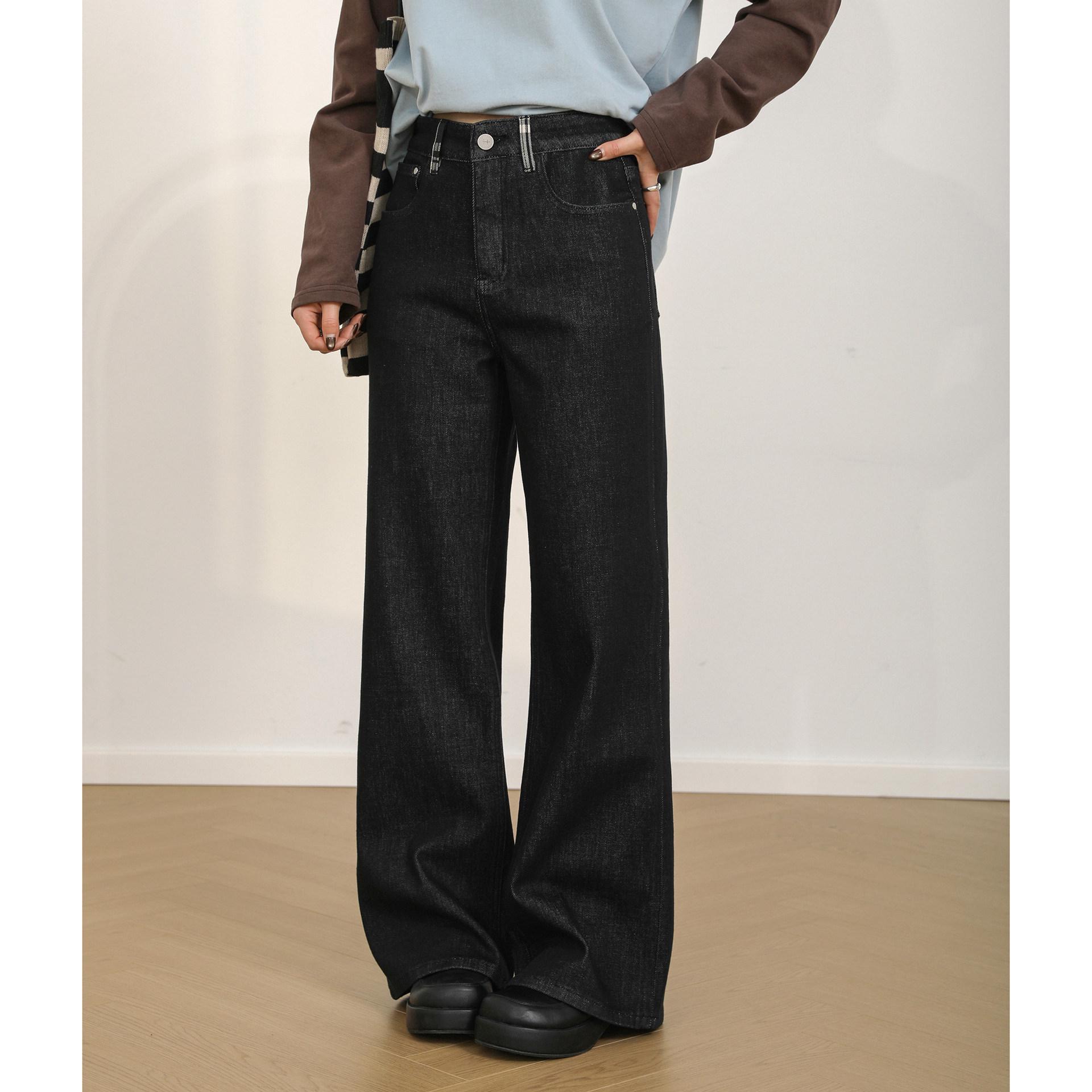 Chun Bu Wan Spring 2026 Retro High-Waisted Stretch Denim Micro-Flare Pants Small