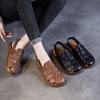 2CM Weave Cow Genuine Leather New Women Summer Hook Loafer Sandals Platform Wedge Comfy Shoes Elthnic Hoollow Retro Flats Rubber