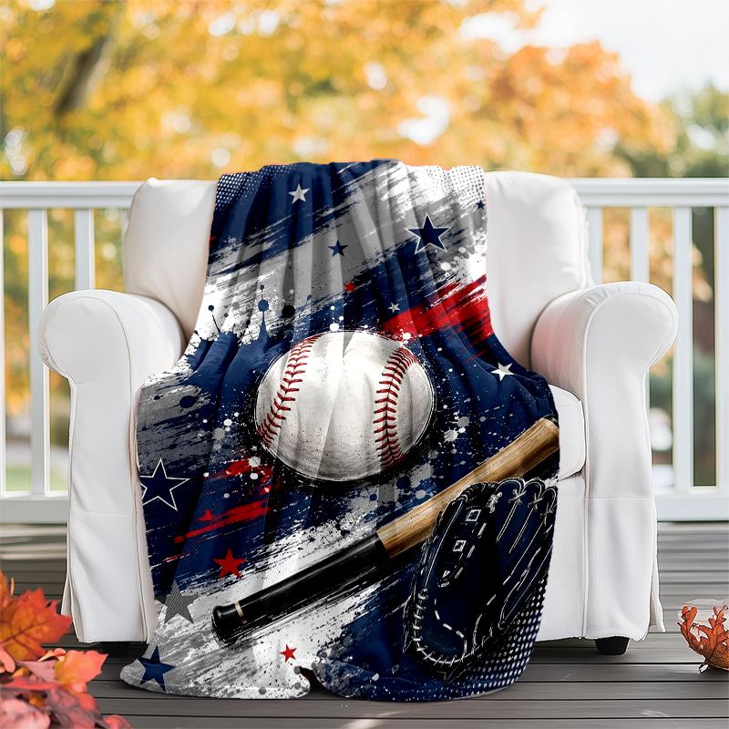 Baseball Theme Printed Blanket - Perfect for Couch, Bed, Travel & Outdoor Use | Machine Washable, Cozy & Durable.