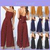 Elegant Womens Polka Dot Jumpsuit With Sleeveless And Wide Leg Pants Backless Design