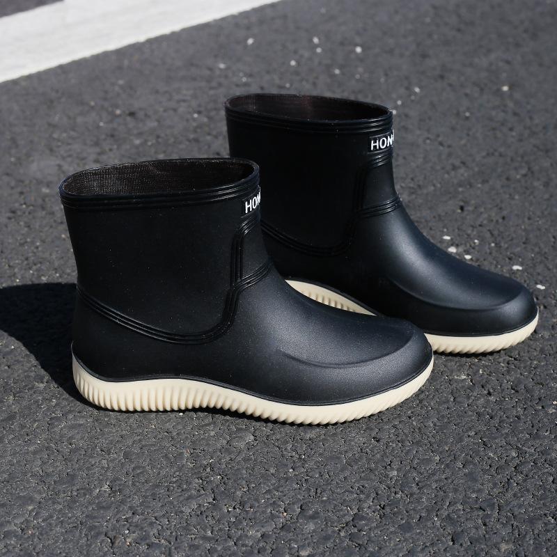 New rain shoes women's fashion models wear water shoes outside work adult warm women's rubber shoes overshoes short rain boots