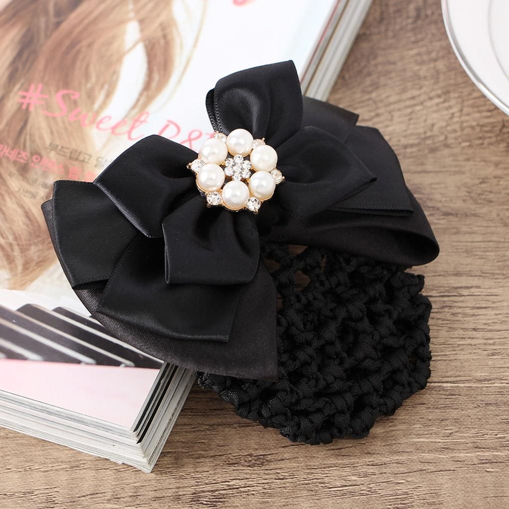 Damen Perlen Blume Band Haarnetz Hochsteckfrisur Haarnetz