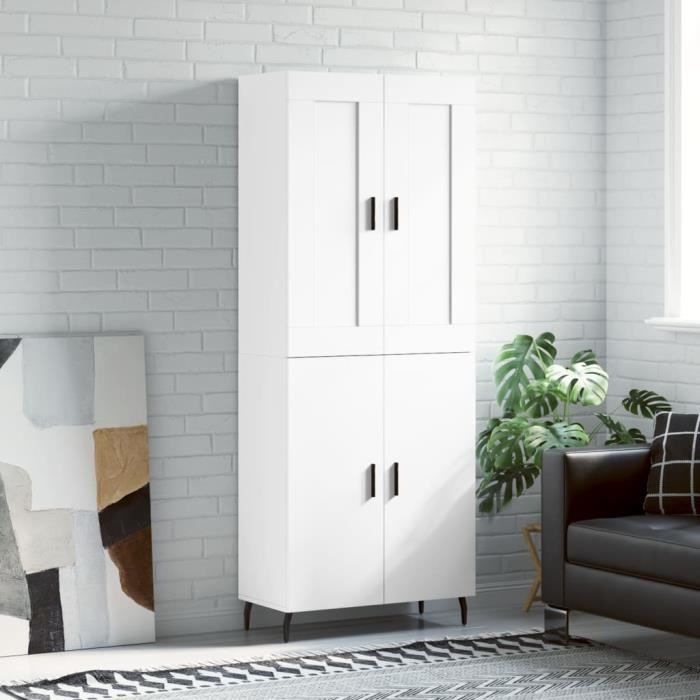 VidaXL Buffet haut Blanc 69,5x34x180 cm Bois d'ingénierie 3199569