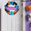 Halloween Holz Türschild, Schwarze Katze Kürbis Skelett Veranda Hängedekoration, Wasserdichtes Außen Willkommensschild, Bereit zum Aufhängen Party Dekoration
