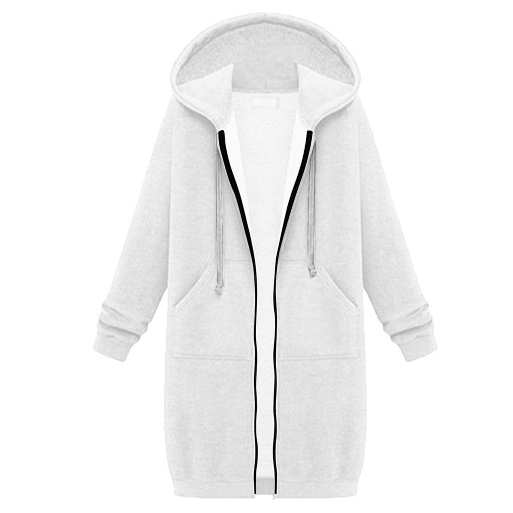 Damen Sweatshirt Verlängert Locker Langärmlig Kapuzenjacke Mit Taschen