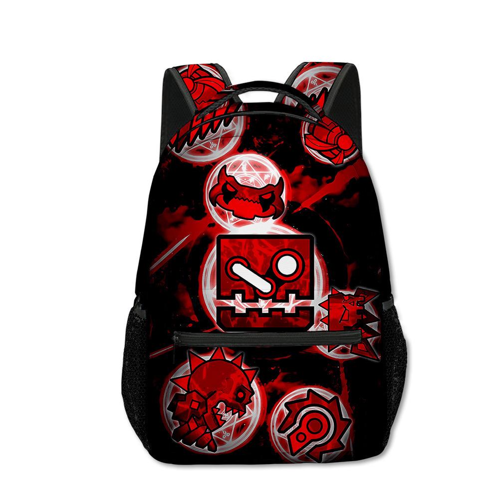 Zaini Hip Hop Kpop Giovanili per la Scuola Unisex Geometry Dash Borse da Viaggio Stampa 3D Oxford Impermeabili Zaini a Spalla per Quaderno
