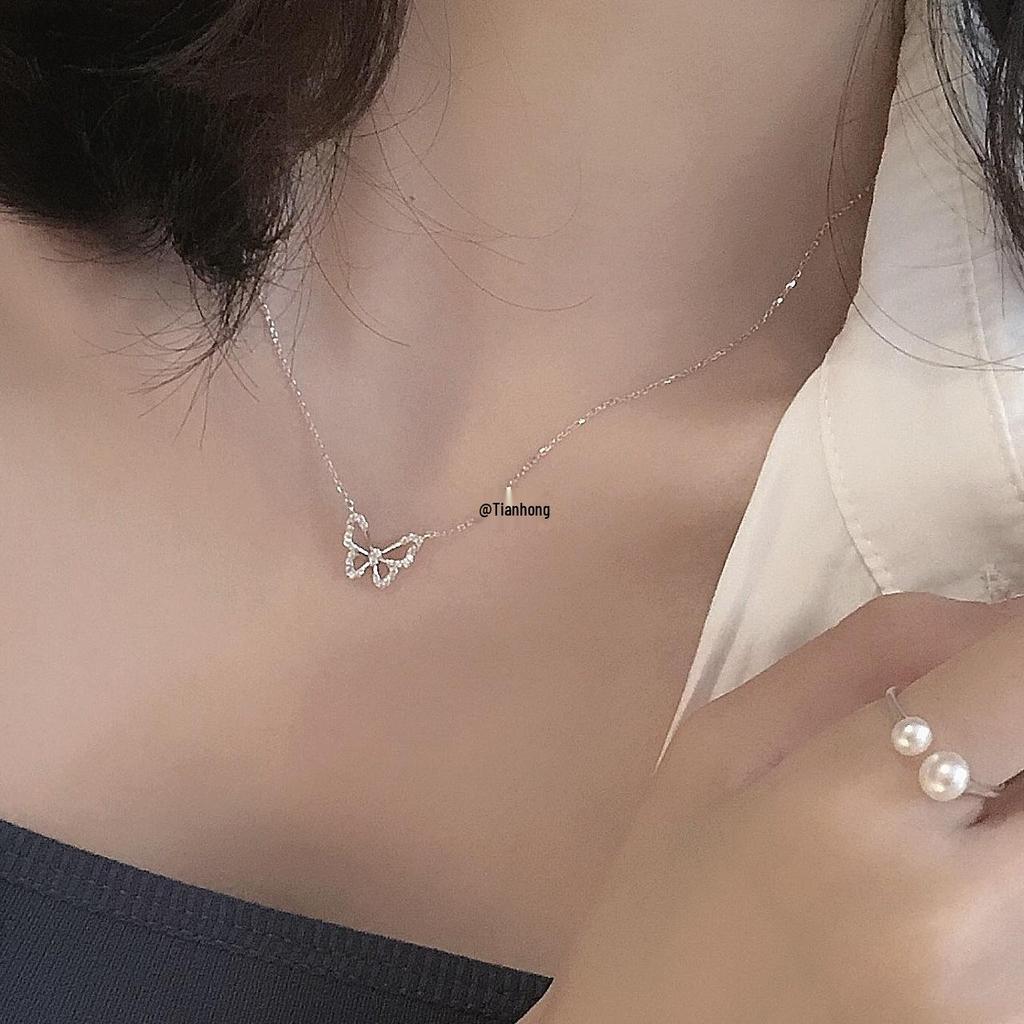 2025 Luxury 925 Silver Butterfly Necklace: Niche Design Clavicle Chain Pendant for Women