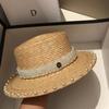 New Summer Japanese Style Pearl Straw Hat for Women - Flat Top Design, UV Protection Sun Cap Perfect for Beach Travel Vacation