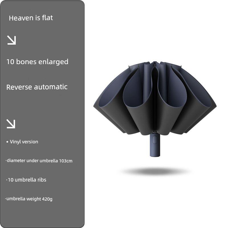 Paradise Umbrella Fully Automatic Umbrella with Ten Ribs, Fully Steel Reinforced, Foldable, Portable, Solid Color, One-Touch Open and Close