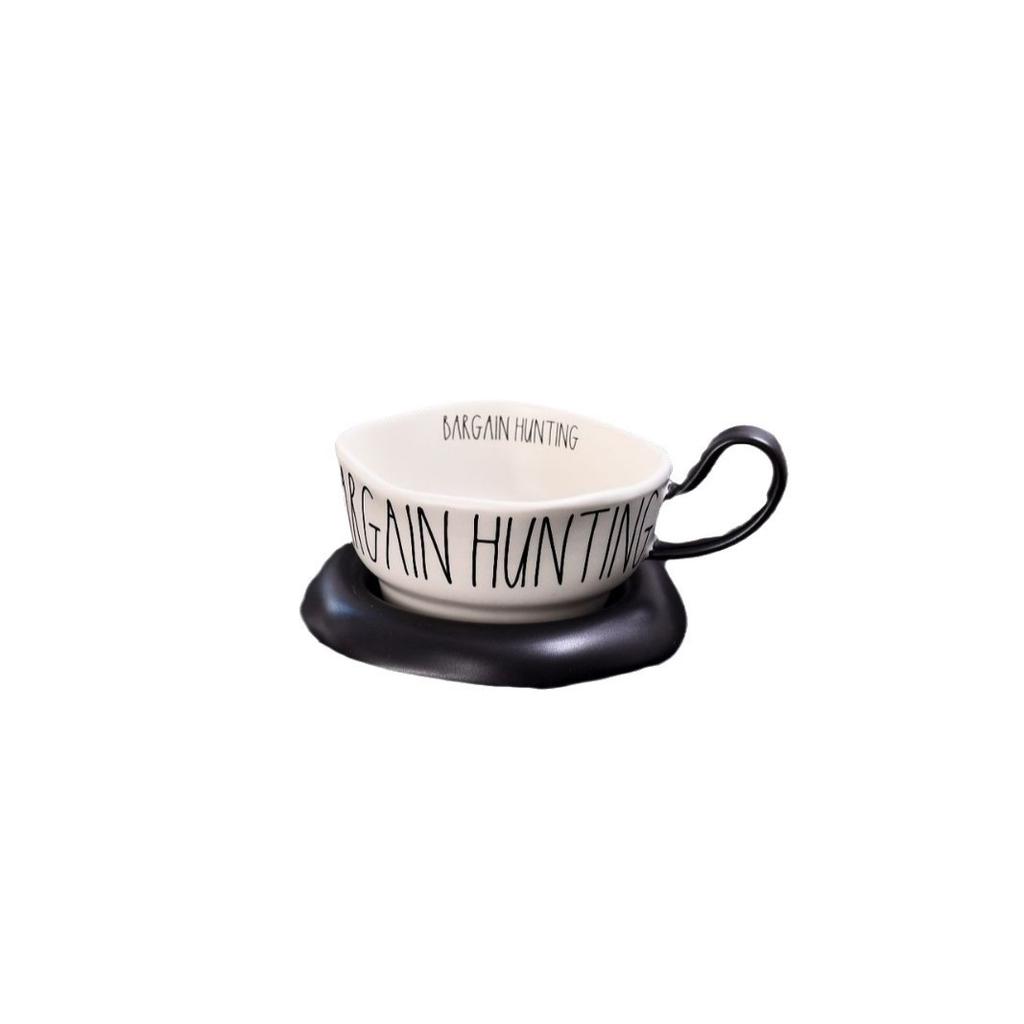Creative European Ceramic Coffee Mug with Saucer Large Capacity Office Home Breakfast Cup for Milk Tea