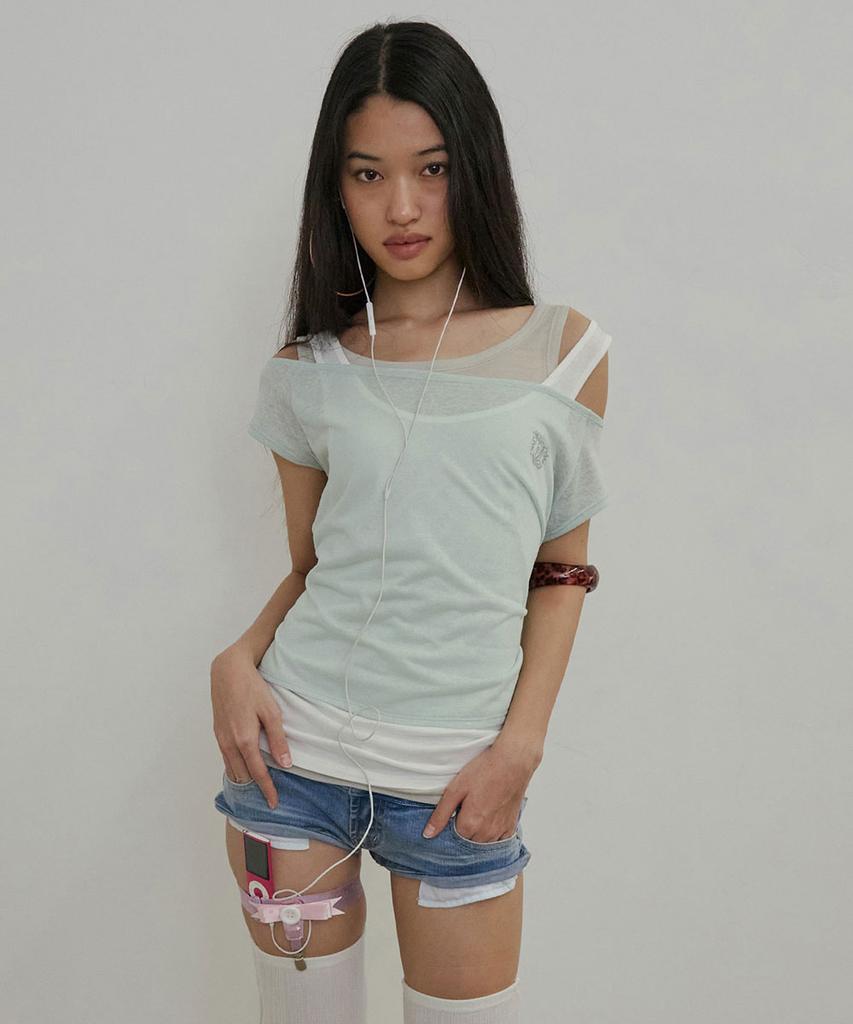SCULPTOR Lazy Sleeveless Layered Tee Mint