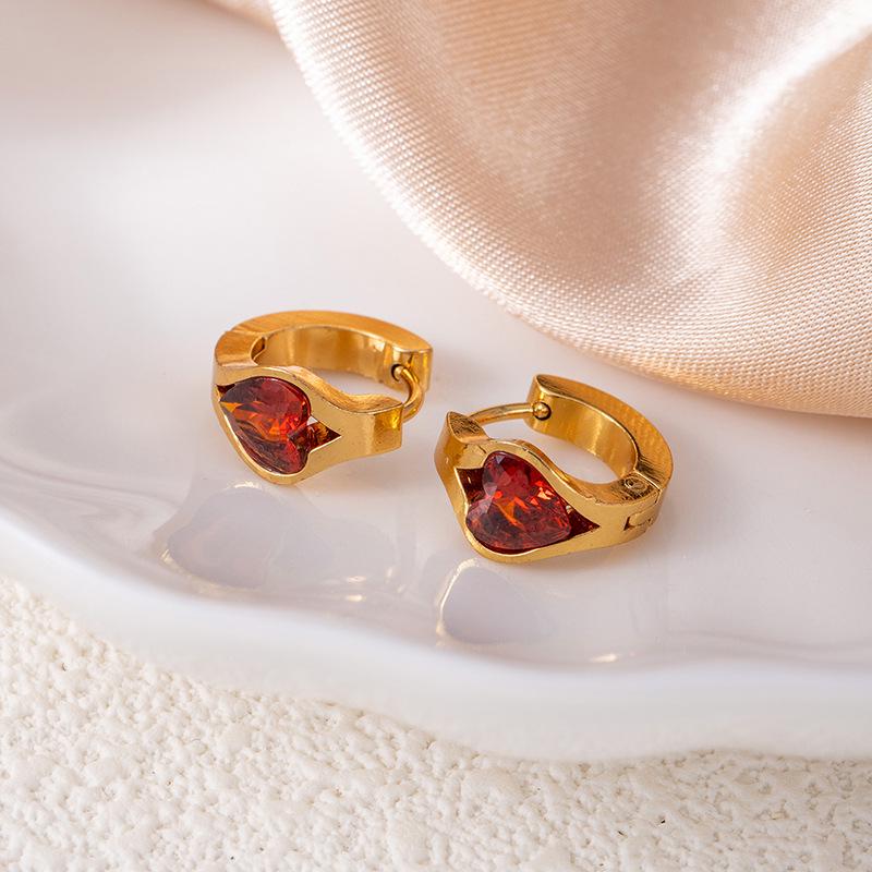 Elegante Wassertropfen Lila Zirkon Rhombus Titanstahl Ohrringe - Damen Hochwertige Nicht-verblassende Herzstecker