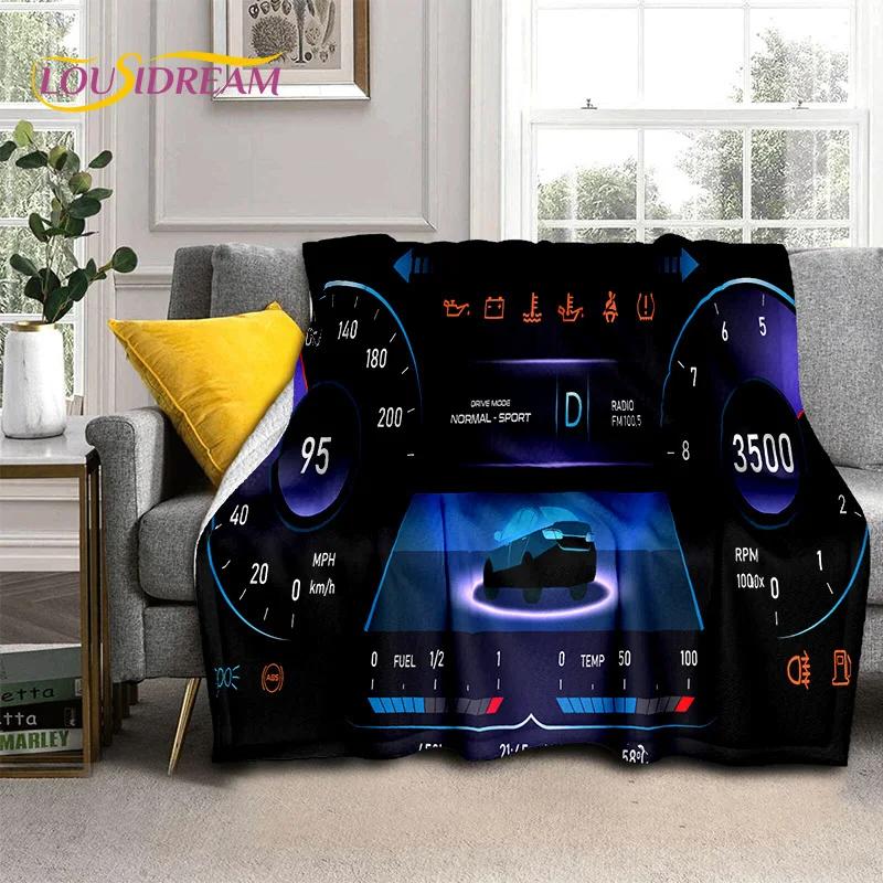3D Car Dashboard Machine Control Screen Racing Soft Flannel Blanket for Beds Bedroom Sofa,Throw Blanket for Outdoor Leisure Nap