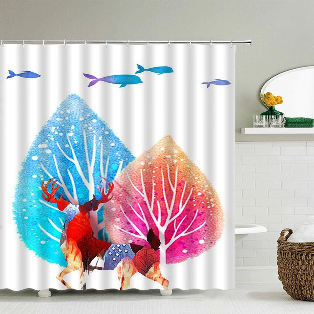 Sunflower Flower Shower Curtain Waterproof Bathroom 3d Printing Polyester Fabric Leaves Plant Shower Curtain With 12 Hooks Set