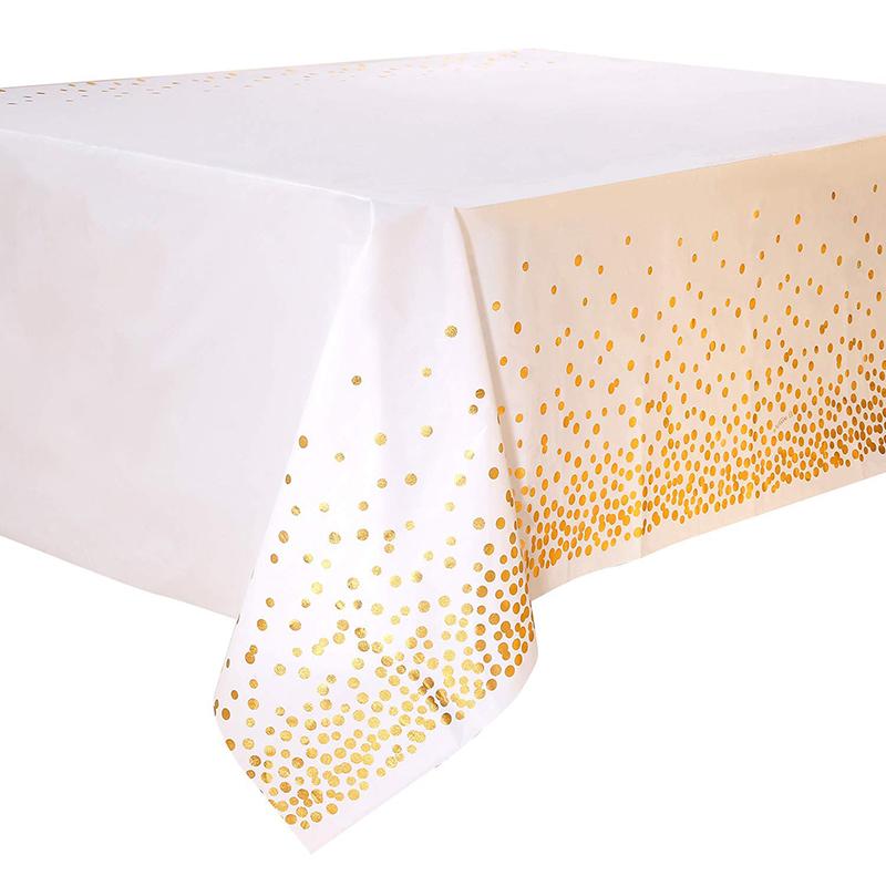 137X274Cm Rectangle Disposable Bronzing Gold Dot Waterproof Party Tablecloth For Birthday Restaurant Wedding Decoration