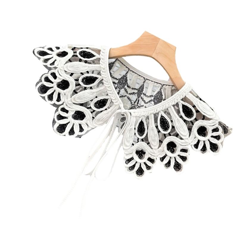 Fashionable Detachable Collar Embroidered Neckline Women Versatiles Neckwear for Various Social Gatherings