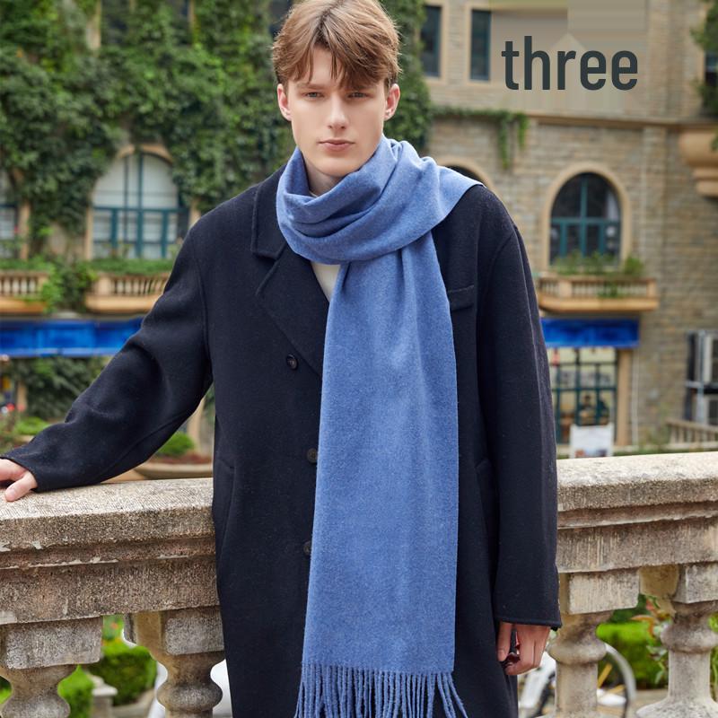 Men's and Women's High-End Wool Cashmere Scarf - Korean Style Solid Gray, Versatile Winter Accessory