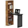 Modern Folding Desk with Bookshelf and Chalkboard. Made of Wood and Metal. 98x51x153cm. Rustic Brown