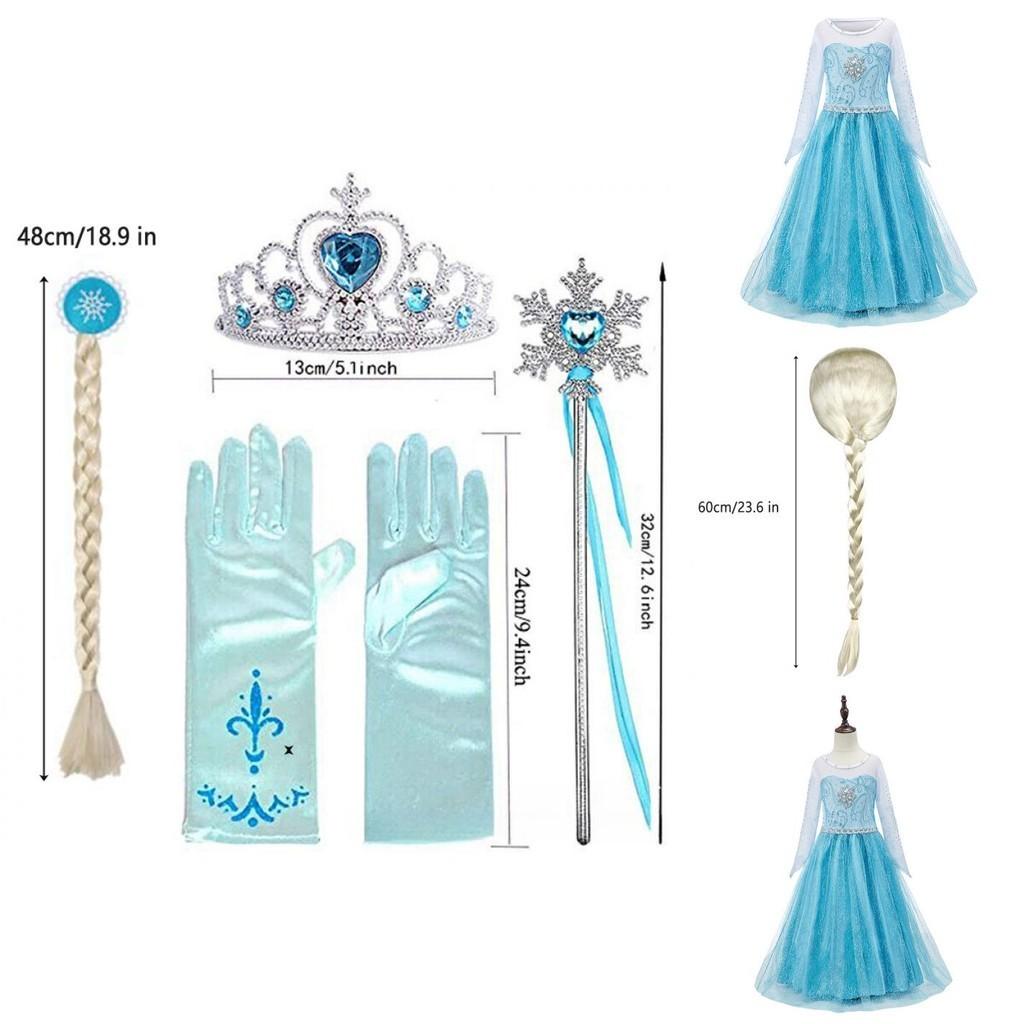 Elsa Princess Dress For Girls Halloween Costume Kids Fairy Tale Dress