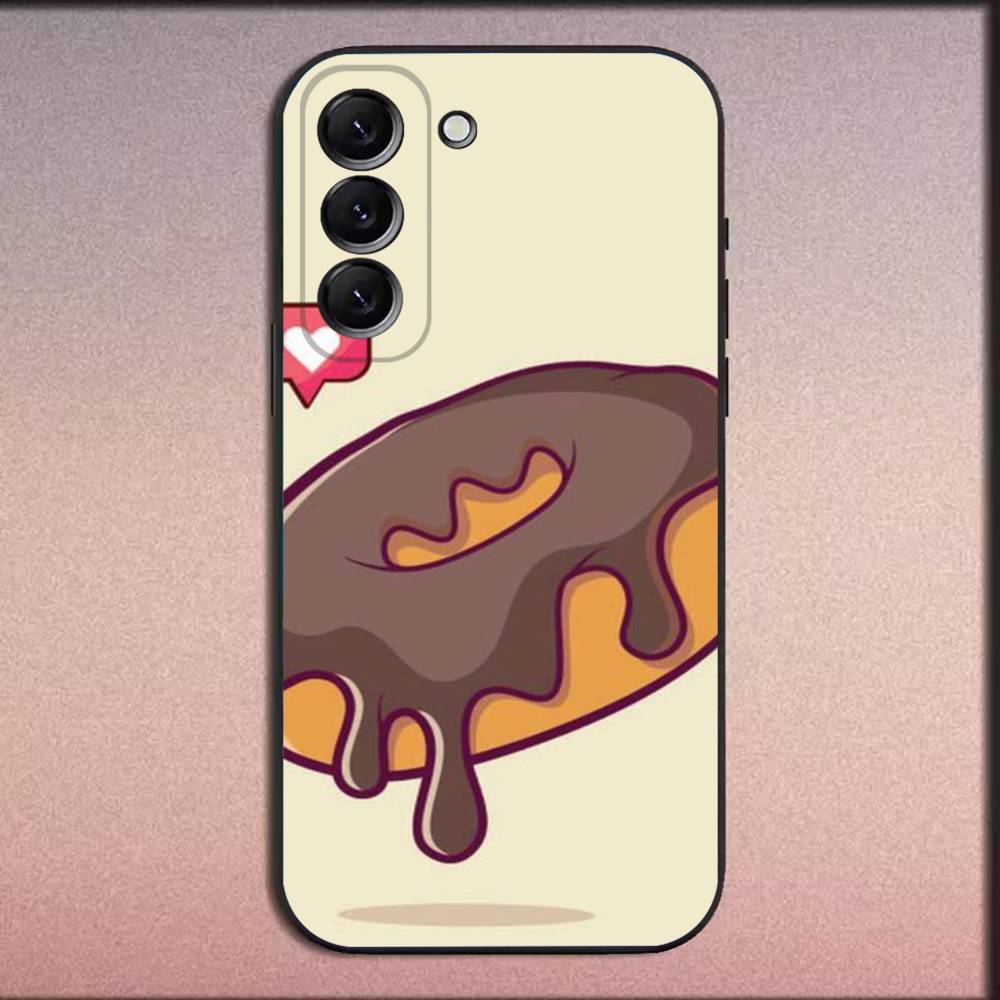 Coque de téléphone pour Samsung Galaxy A20, A21s, A22, A31, A32, A52, A53, A72, 73, A80, Housse noire souple, Donuts Desserts Snacks