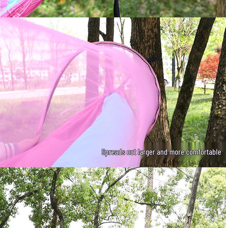 Automatic Quick-Open Mosquito-Proof Hammock with Parachute Cloth for Outdoor Camping (Single/Double)
