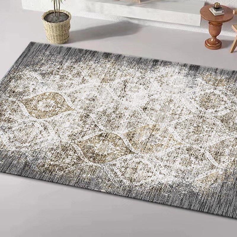 Persian Ethnic Style Carpet, Living Room Sand Coffee Table Floor Mat, Bedroom Bedside Crystal Velvet Carpet