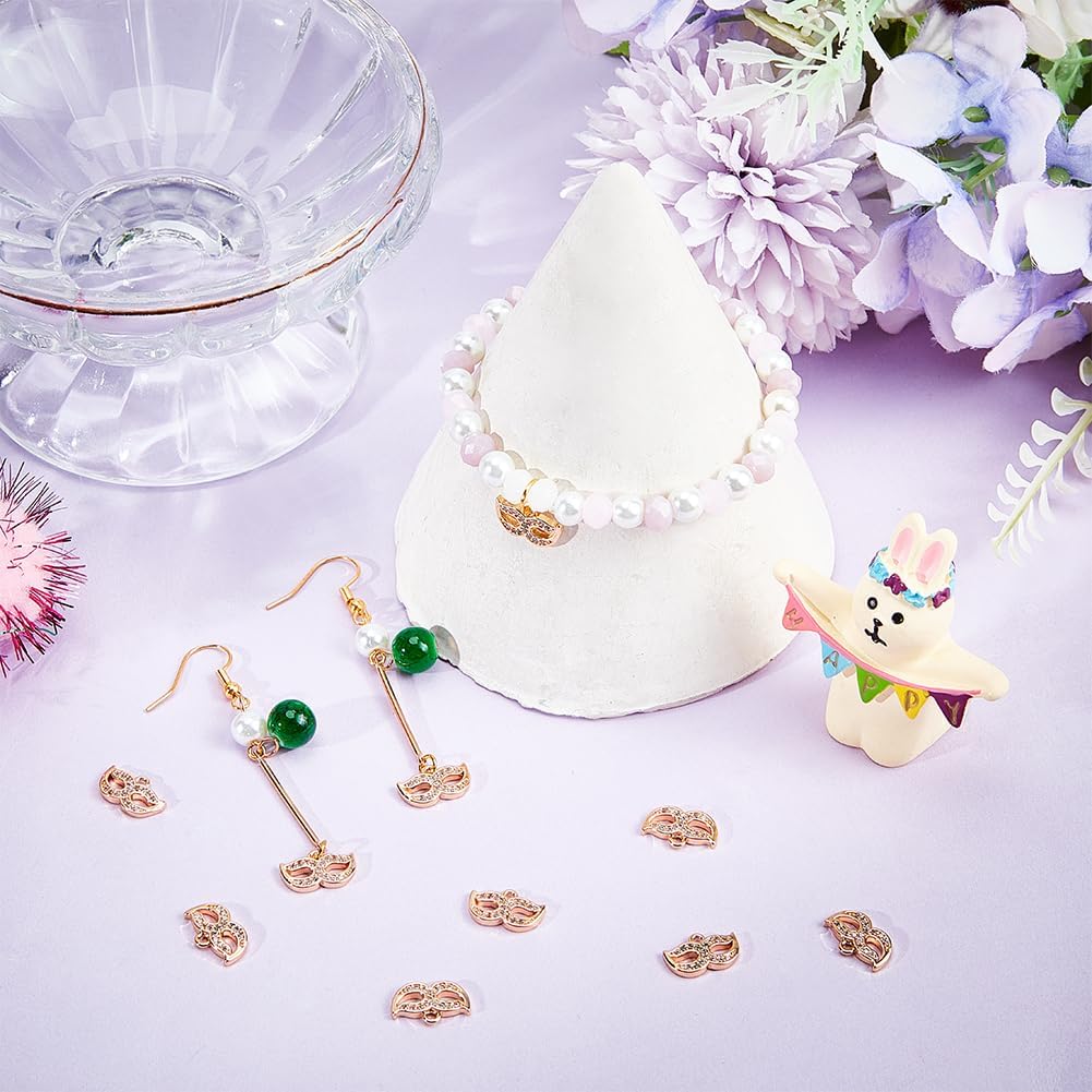 

Beebeecraft 1 Box 10Pcs Mask Charms 18K Gold Plated Cubic Zirconia Masquerade Pendant Dangle Charms Perfect for Jewellery Making DIY Crafts