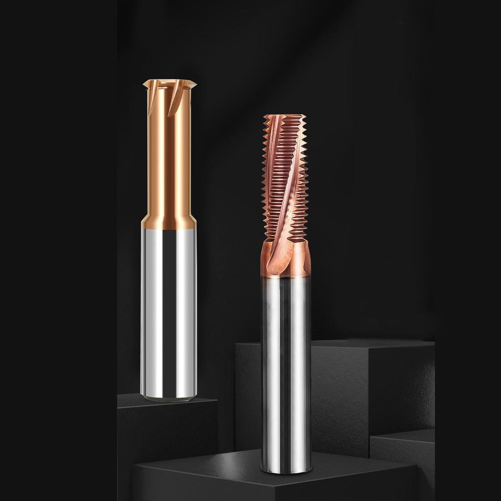 Freză de filetat Carbură de tungsten Dinți simpli/compleți Freză elicoidală Metric Bit de ruter Pentru oțel Unealtă freză cilindrică