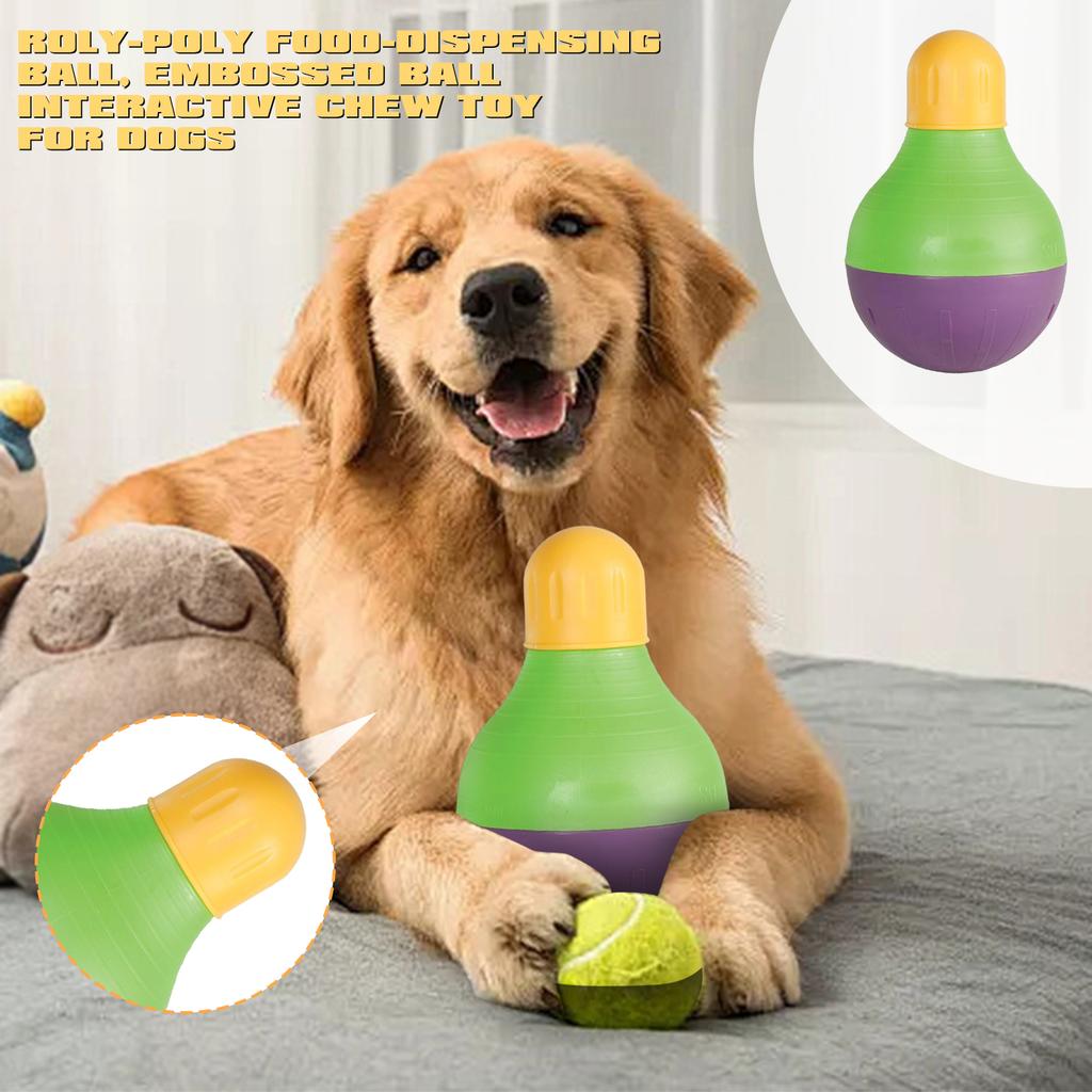 Roly-poly matutdelningsboll, Präglad boll, Interaktiv tuggleksak för hundar