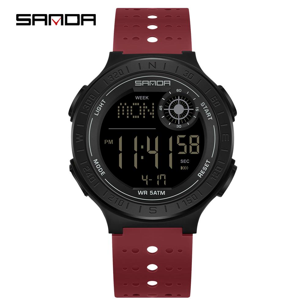 Fashion SANDA New 6337 Youth Electronic Watch Sports Multifunctional Waterproof LED Single Display Student Electronic Watch