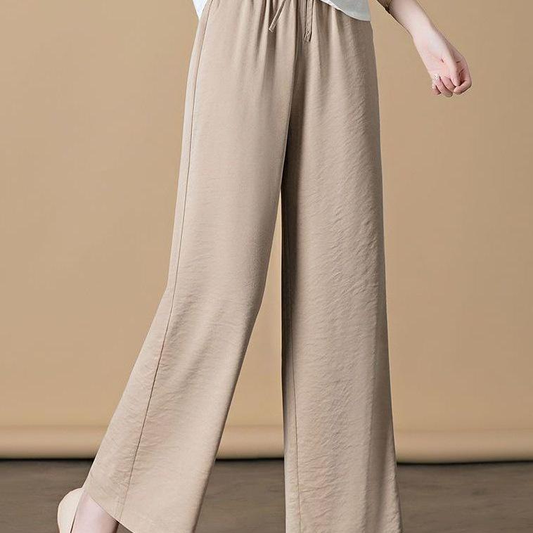 Women's High-Waisted Wide-Leg Cotton Linen Summer Pants