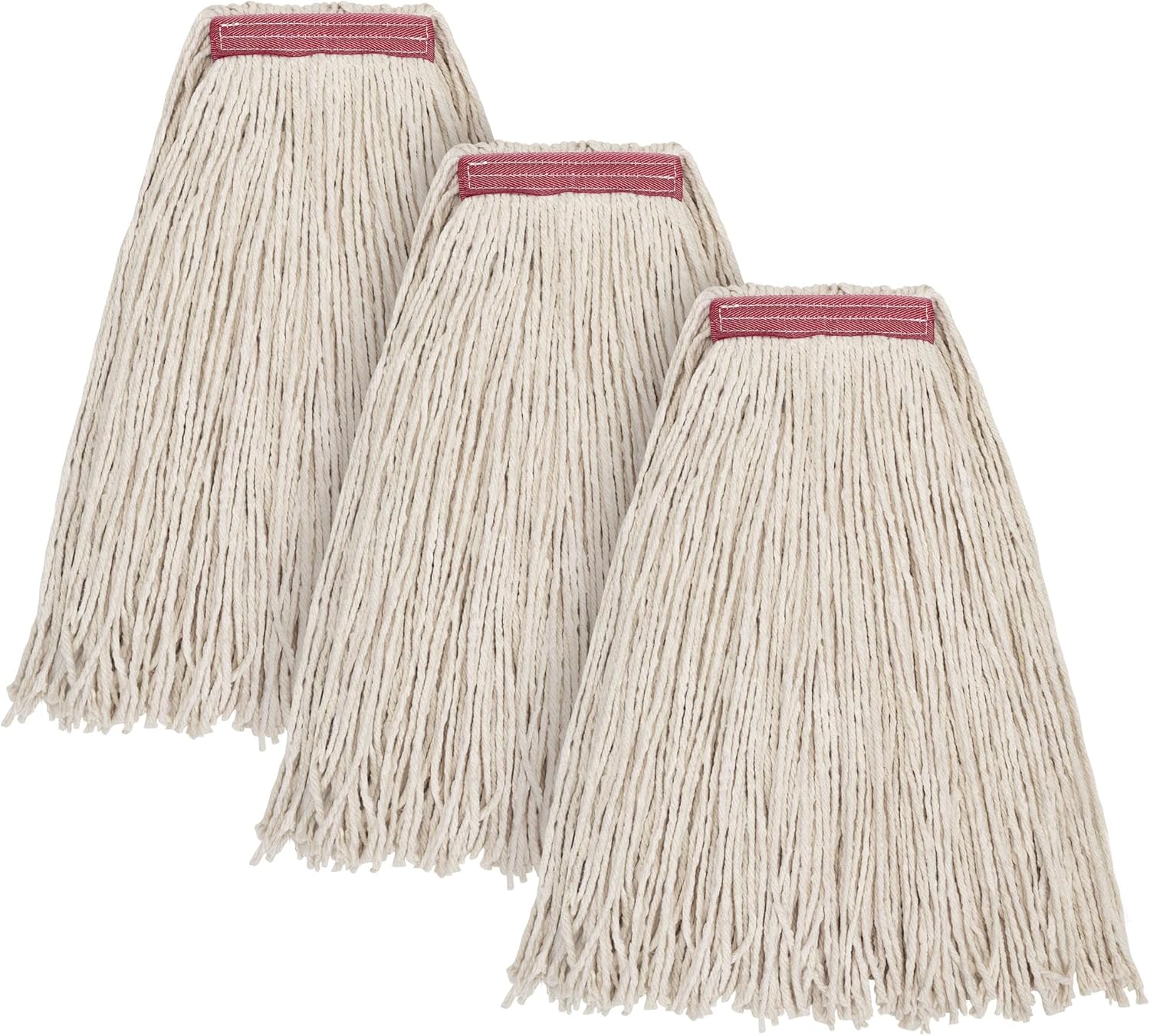 

Matthew Cleaning 24oz 3Pack Cotton Floor Mop,Cotton Looped-Open String Heavy Duty String Refills, Universal Headband Blend Material,Mop Head 16oz 3 Pack белый