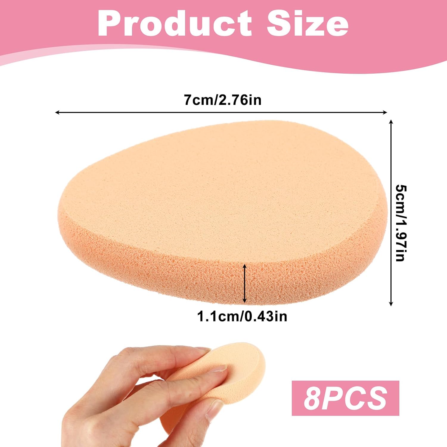 8 Pcs Flat Makeup Sponges for Foundations, Beige Smooth Make-up Sponges Cushion, Smooth Foundation Sponge, Foundation Puff Make up Cushion Beauty