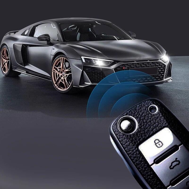 Husă din piele pentru chei de mașină Geantă de protecție completă pentru chei de mașină pentru VW Volkswagen Polo Tiguan Passat Golf Jetta Lavida Skoda Octavia