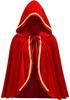 Children's Velvet Cape Cloak for Halloween, Cosplay, Christmas, and Stage In Red