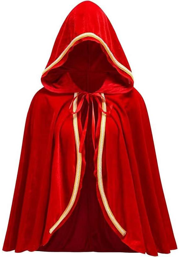 Children's Velvet Cape Cloak for Halloween, Cosplay, Christmas, and Stage In Red