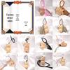 Beech Wood Teddy Bear & Monkey Moon Fishing Pendant Keychain with Cat Tassel
