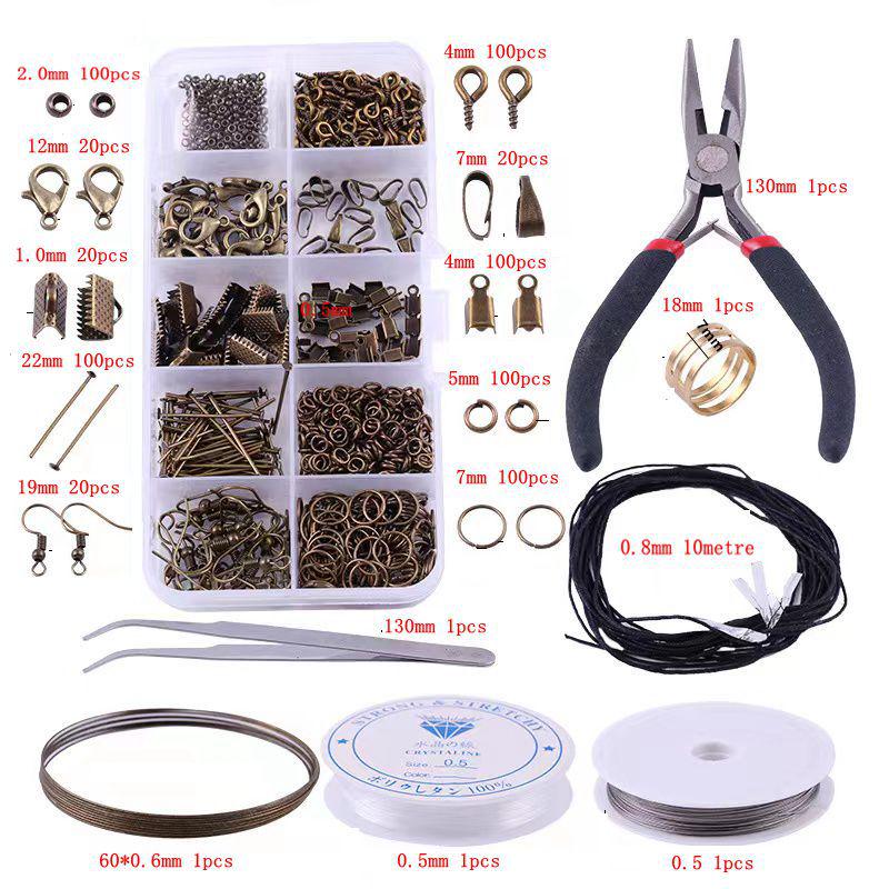 DIY Jewelry Accessory Set: Lobster Clasp, Jump Rings, Crimp Beads, Beading Tools